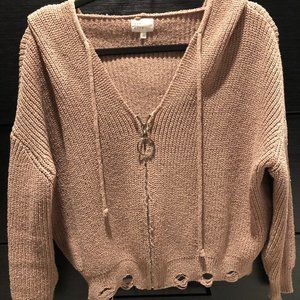 Dee Elly knitted zip up sweater with hoodie